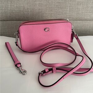 Coach Pink Polished Pebble Leather Kira Crossbody